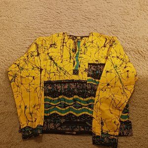 Long sleeve Yellow Green and Black African Print